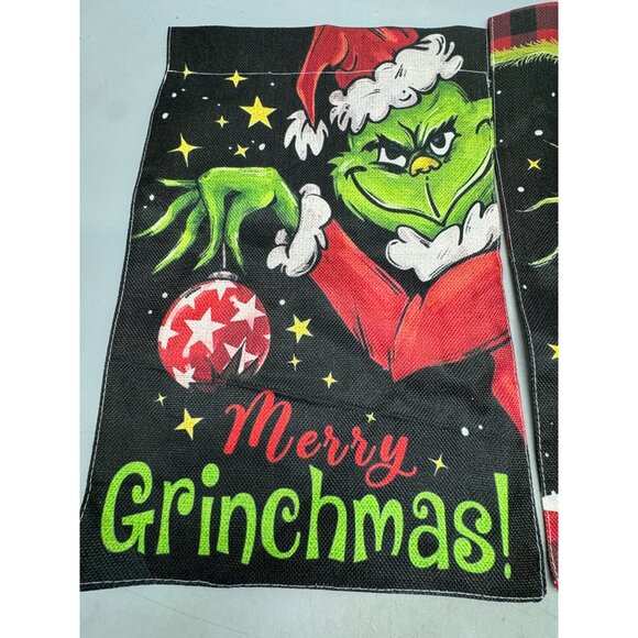 Set Of 2 Merry Grinchmas Garden Flags Double-Sided Christmas Decoration READ - Picture 2 of 6